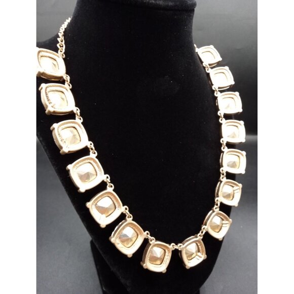 Necklace Statement Faceted Opalescent Faux Stones .75" Vintage Adjusts 15-20" - Picture 11 of 16